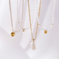 Collier ras du cou coréen style doux avec perles rondes et perles uniques en forme de cœur