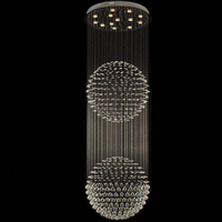Lustre LED moderne à plafond haut, chromé, réglable en hauteur, avec cristaux de luxe, longue ligne, pour maison, villa, escalier