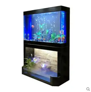 Aquarium en acrylique personnalisé, grand cube transparent en verre, avec balles avant, pour poissons, avec armoire inférieur, pièces