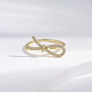 custom plata 925 <b>sterling</b> <b>Silver</b> With Crystal Pave Setting <b>ring</b> Geometric zircon knot 18k Gold Plated <b>adjustable</b> finger <b>rings</b> - Product Image 3