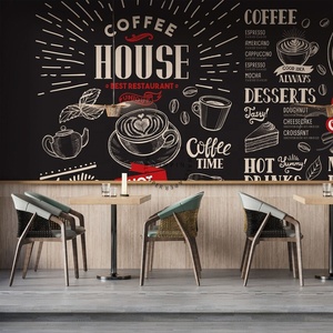Tùy chỉnh kích thước phác thảo thiết kế cafe cà phê giấy tường có thể tháo rời hình nền bức tranh tường - Product Image 4