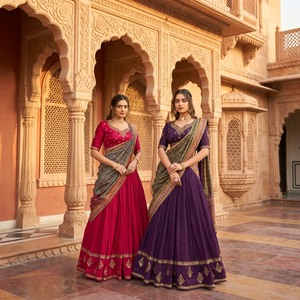 Sari en soie Vichitra brodé pour femmes, avec paillettes et broderies, tenue de mariage traditionnelle pour femmes indiennes et pakistanaises - Product Image 1