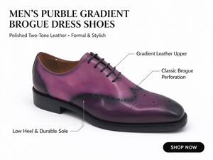 Chaussures habillées Oxford en cuir véritable pour hommes, dégradé violet, à lacets, pour affaires, fêtes et mariages - Product Image 1