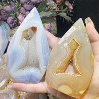 Fengshui naturel cristaux naturels fait à la main pierre de guérison agate géode coeur ornement pour la décoration