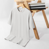 T-shirt décontracté pour homme à col rond et manches courtes en tricot, 86,3 % nylon 13,7 % élasthanne, 180 g, anti-plis, respirant, écologique, vente en gros