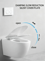 WC mural moderne en céramique sans bride avec chasse d'eau, cuvette suspendue, siphon en P, gain de place pour salle de bain avec siège à fermeture douce