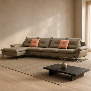 Fauteuil en cuir capitonné à boutons, accoudoirs angulaires, pieds en métal évasés, style moderne minimaliste, salon, hôtel, villa, chambre à coucher - Product Image 3