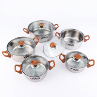 Ensemble de casseroles en acier inoxydable, ensemble de casseroles et poêles de cuisine, ensemble de 10 pièces, batterie de cuisine avec casseroles en inox