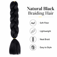 Vente en gros usine : Extensions de cheveux synthétiques naturels noirs Jumbo pour tresses, tresses au crochet, queues de cheval et coiffures africaines