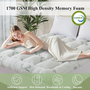 3 Inch Memory Foam Mattress <strong>Topper</strong> Cooling Breathable Bamboo Viscose Pillow Top1700 GSM Fill, Ultra Soft Mattress Pad - Product Image 6