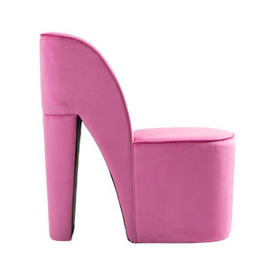 Chaise longue moderne rose en velours à talons hauts pour la maison, le bureau, la chambre à coucher ou l'appartement Chaise de loisirs en fer pour le salon - Product Image 3