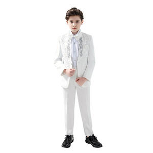 Costume formel blanc pour garçon de 10 ans, ensemble de costume de gentleman, veste de costume unie, performance de mariage, vêtements pour enfants - Product Image 6