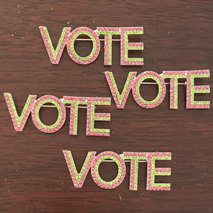 Alpha cô gái xinh đẹp nữ sinh ve áo Pin trang sức màu hồng và màu xanh lá cây tuyên bố với đám cưới độc đáo và những dịp tham gia - Product Image 3