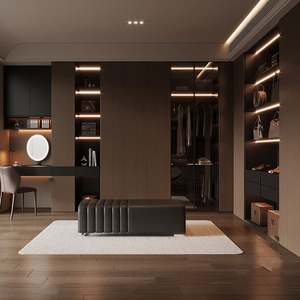 Armoire de chambre à coucher moderne haut de gamme, sur mesure, en acrylique, système de fermeture douce, dressing luxueux, élégant, en plastique pliable - Product Image 4