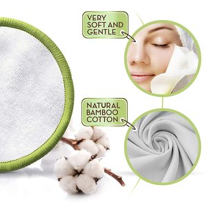 Tampons démaquillants en bambou lavables et écologiques pour femmes, 100% biologique, ronds de coton nettoyant pour le visage, réutilisables - Product Image 2