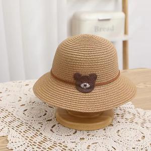 Chapeau <span class=keywords><strong>de</strong></span> paille d'ours d'été pour bébé fille garçon avec chapeaux <span class=keywords><strong>de</strong></span> soleil <span class=keywords><strong>de</strong></span> plage pour enfants - Product Image 3