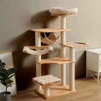 Tour d'arbre à chat Maisons mignonnes pour chats avec poteau d'escalade et hamac Arbre à chat en bois à plusieurs niveaux