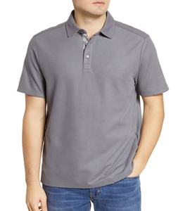 100% Cotton Ash <b>Grey</b> Polo Shirt Breathable Plus Size Casual Short Sleeve Quick Dry Knitted <b>Fabric</b> Sustainable Anti-Pilling - Product Image 1