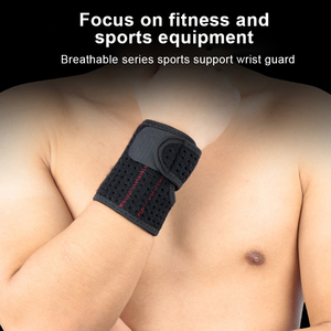 Venta al por mayor AOFIT WHW005 negro gimnasio deportes muñequeras envolturas elasticidad ajustable transpirable para protección de levantamiento de pesas - Product Image 4