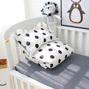 De Blanco y Negro puntos 100% algodón bebé de noche durmiendo ropa de cama conjunto de 3 piezas babi cuna edredón - Product Image 5