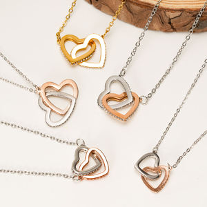 HIGH QUALITY WHOLESALE TWO TONE HEART BRASS and STAINLESS INTERLOCKING and <b>INFINITY</b> NECKLACE for WOMEN - Product Image 3