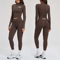 Nouvel ensemble de sport d'automne pour femme, vêtements de yoga, ensemble de yoga modeste, leggings d'équitation, vêtements d'entraînement pour femme, Ropa De Yoga Para Mujer