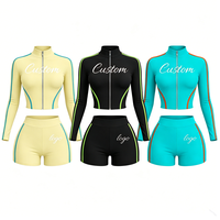 Vêtements d'été pour femmes, ensembles de streetwear personnalisés, ensembles de sport, veste zippée à coutures contrastées et short, ensemble 2 pièces, survêtement pour femmes