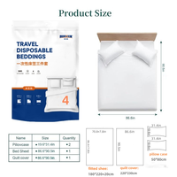 Ensemble de literie jetable 4 pièces |   Draps de lit, housses de couette et taies d'oreiller 100% SMMS non tissés |   Kit de voyage portable pour hôtel et hôpital