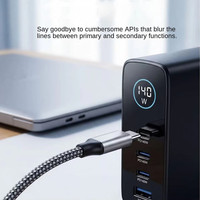 Nouveau chargeur GaN intelligent à affichage numérique 140W avec écran TFT, port USB-C, prise pliable, adaptateur de charge rapide