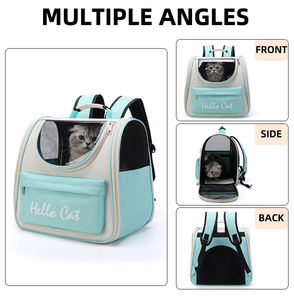 حقيبة ظهر للقطط بألوان متباينة من المصنع مباشرة، حقيبة ظهر تنفسية للحيوانات الأليفة للكلاب والقطط الصغيرة - Product Image 5