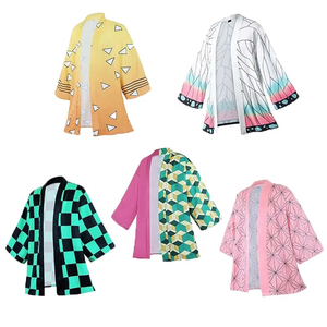 Personajes de Anime Kamado Tanjirou Cosplay disfraz <span class=keywords><strong>Rosa</strong></span> Kamade Zezeko Kimono para hombres mujeres verano japonés <span class=keywords><strong>Haori</strong></span> Kimono para playa - Product Image 1