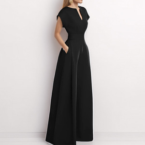 Combinaison Élégante Femme à Manches Courtes Printemps-Été, Pantalon Large Taille Haute Décontracté Tricoté pour le Quotidien - Product Image 4