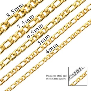 Chaîne <span class=keywords><strong>gourmette</strong></span> cubaine en acier inoxydable 316L plaqué or PVD 18K, 5 largeurs, avec fermoir mousqueton, bijoux <span class=keywords><strong>pour</strong></span> hommes et femmes, vente en gros, personnalisable OEM - Product Image 4