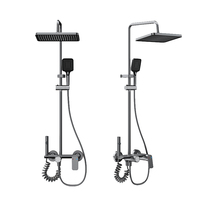 Ensemble de douche mural 3079 à 4 fonctions avec commande par bouton, douchette à main et pistolet de pulvérisation pour la maison - Vente en gros