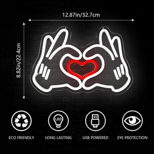 Heart Hands Letreros Neon LED indoor hanging ambient light shop <b>sign</b> wall decoration light entrance indicator light Customized - Product Image 3