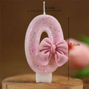 Velas de Cumpleaños con Lazo Rosa, Números y Formas Variadas de Cera para Celebraciones de Primer Cumpleaños, Fiestas y Aniversarios - Product Image 2