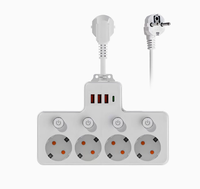 Adaptateur allemand standard de prise simple à quatre prises avec USB Type C, interrupteur individuel, lumière pour la maison, le bureau, les voyages