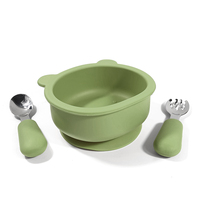 Bol à dîner pour enfants en silicone de qualité alimentaire, antidérapant, avec forte ventouse, logo personnalisé, ustensiles de repas pour nouveau-nés, bol durable