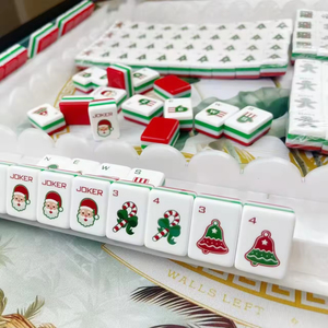 Tuiles de Mahjong Américaines en Acrylique Thème Noël Festif, Motifs Père Noël, Bonbons et Canes de Sucre, Écologiques, Ensemble 4 Joueurs pour - Product Image 2