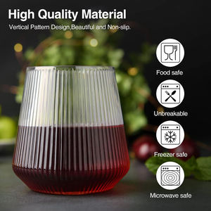 Verres à <span class=keywords><strong>Vin</strong></span> sans Pied en Plastique Nervuré <span class=keywords><strong>de</strong></span> 355 ml, Gobelets Jetables Incassables et Recyclés pour Champagne, <span class=keywords><strong>Vin</strong></span> et Whisky, Idéaux pour Bar et Événements - Product Image 5