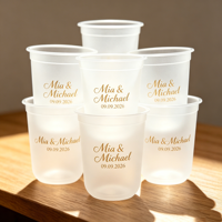 Gobelet de stade 270 ml (9 oz) avec bordure dorée Grose, gobelet lisse pour bière, mariage, fête, événement, promotion, gobelets en plastique transparent 10 oz, couleur pleine