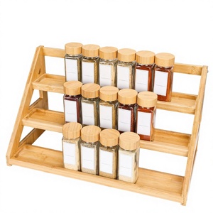 Étagère à épices multifonctionnelle en bambou classique à trois niveaux <span class=keywords><strong>pour</strong></span> comptoirs et armoires, vente en gros - Product Image 4