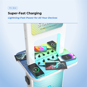 Kios Pengisian Daya Digital Dua Sisi AXI 21 Inci Pengisi Daya Cepat Kompatibel iPhone 17 Untuk Pusat Perbelanjaan Bandara - Product Image 4