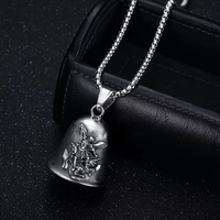 Collier cloche de protection Saint Michel en acier inoxydable 316L pour homme, prêt à être expédié, bijoux de motard, cloche spirituelle de l'archange Michel, RTS