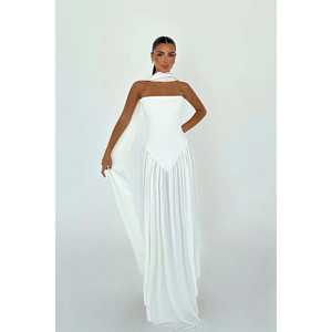 Vestido de Noche Blanco Estilo Sinatra Vintage, Talla XL, Largo hasta el Suelo, con Abertura, Cintura Imperio, para Fiestas Formales, Estilo Vintage de Invierno - Product Image 3