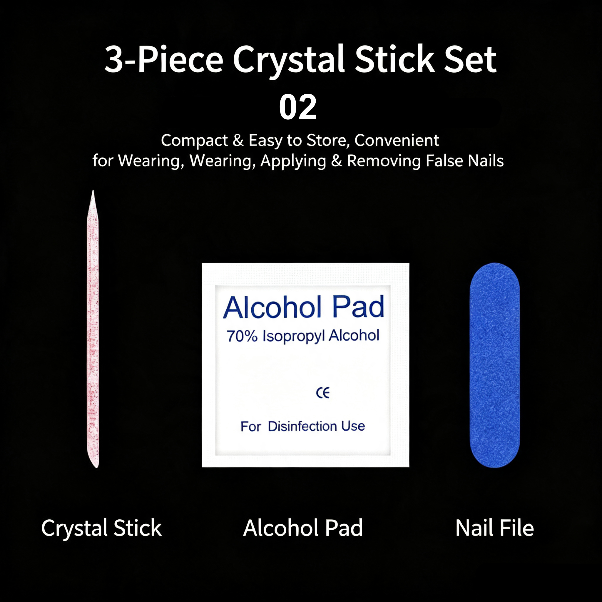 Kit de préparation des ongles 3 pièces pour faux ongles à coller 02