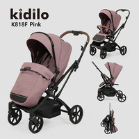 Kidilo-Poussette pliable et ultra-légère 2-en-1 pour nouveau-né, absorbant les chocs à quatre roues, 3 en 1