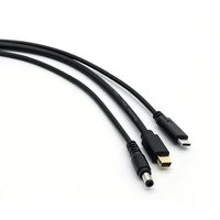 Cable USB 3.0 a DP a DC5525 a Mini DP a USB-C Macho con Carga Rápida de 3A, Material de PVC para Teléfono Móvil