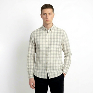 Camisa de Moda para Hombre Enovate, Verano, Casual, a Cuadros, Manga Larga, Cuello Clásico, Cierre de un Botón, 100% Algodón, Transpirable, ODM - Product Image 1
