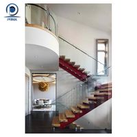Escalier flottant Prima moderne en acier au carbone Mono faisceau hêtre/chêne bois bande de roulement escaliers intérieur/escalier Design pour maisons